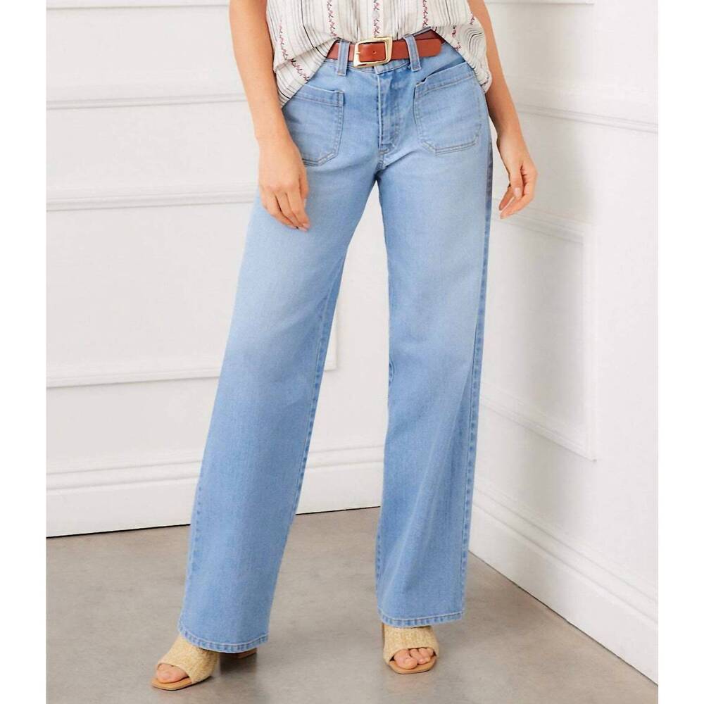 NEW KAREN KANE lauren patch pocket jeans in light blue